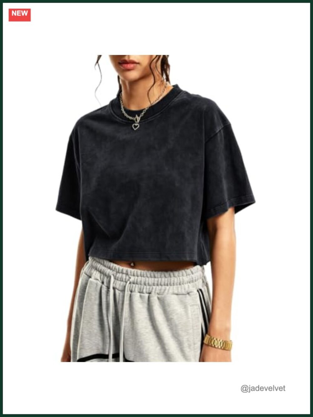 Oversized Cropped Acid Wash Cotton T-Shirt Boxy Drop Shoulder Y2K Tee